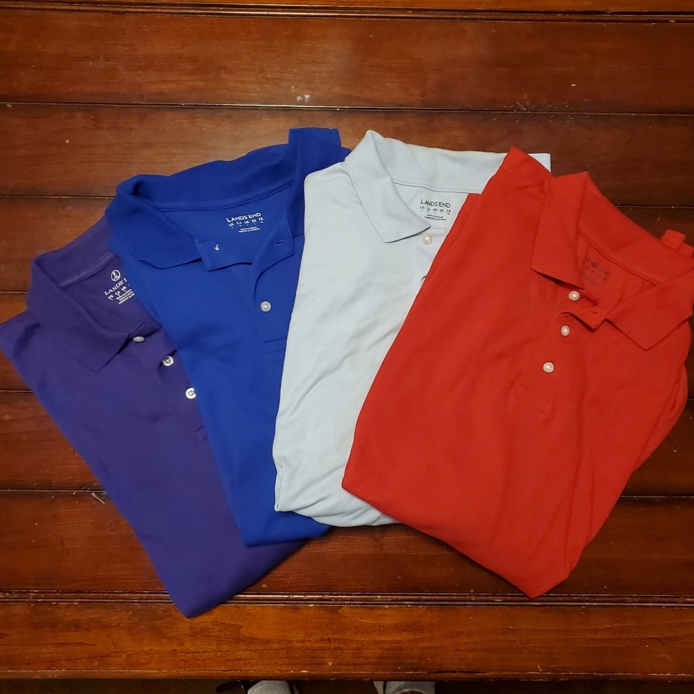 4 Land's End Long sleeve polos